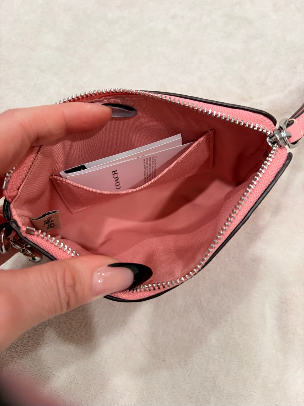 Coach powder Pink Patent Signature Wristlet with Charm - Picture 2 of 5
